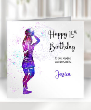 3370 personalised netball girl watercolour card 1