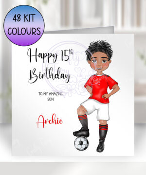 personalised football boy birthday or congratulations card
