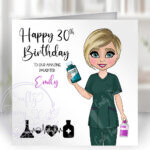 personalised nhs staff pharmacist or pharmacy technician new uniform birthday or congratulations card