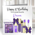 personalised goth girl purple makeup birthday or congratulations card