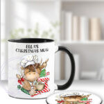 3398 highland cow chef personalised christmas mug coaster 3
