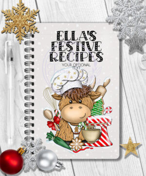 3403 highland cow chef personalised christmas notebook 1