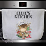 3406 highland cow chef personalised christmas towel kitchen 1