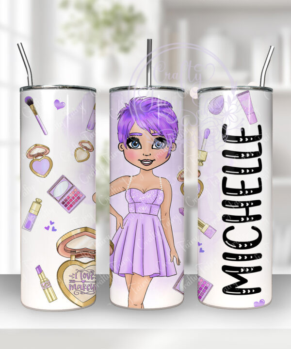 1057 personalised lilac makeup queen tumbler 1