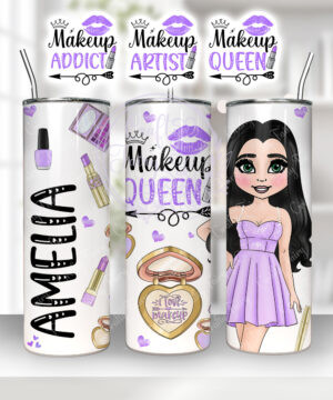 1061 personalised lilac makeup queen tumbler 1
