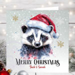 1106 personalised badger christmas card 3