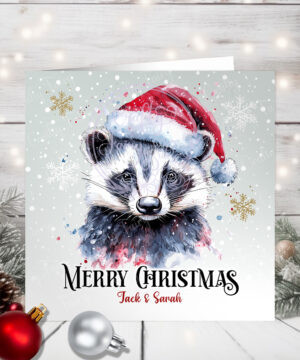 1106 personalised badger christmas card 3
