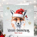 1112 personalised santa fox christmas card 3