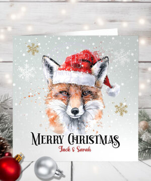 1112 personalised santa fox christmas card 3