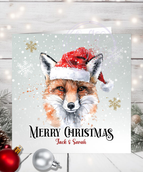 1112 personalised santa fox christmas card 3