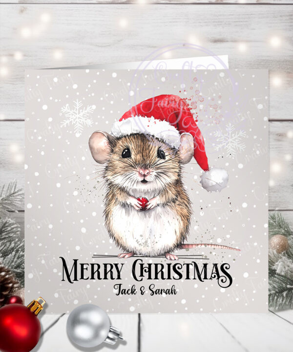 1168 personalised field mouse christmas card 1