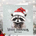 1171 personalised raccoon christmas card 1