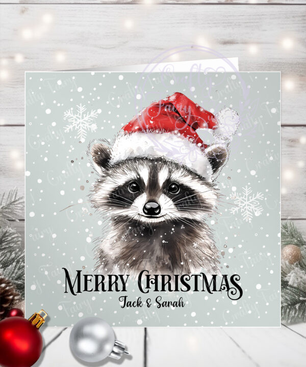 1171 personalised raccoon christmas card 1