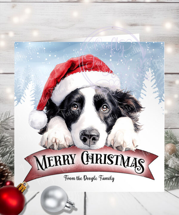 1215 personalised christmas dog border collie card 2