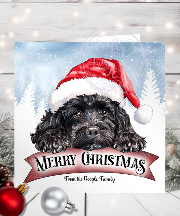 1219 personalised christmas dog cockapoo card 1