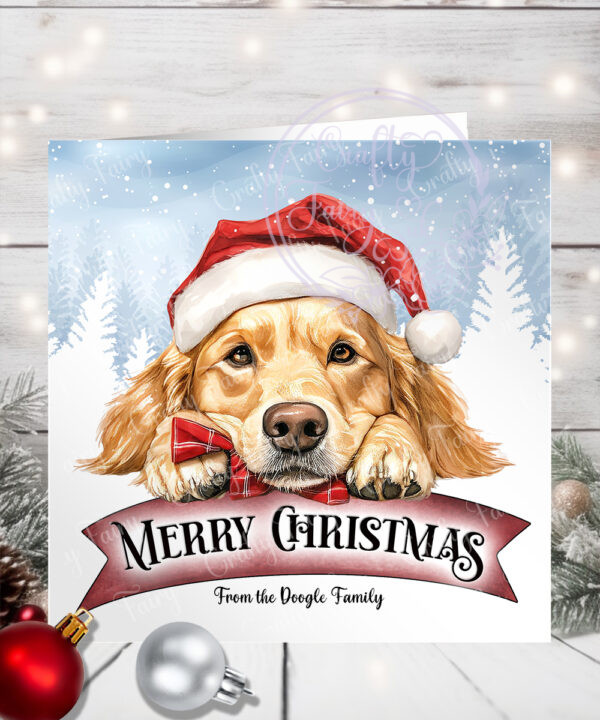 1221 personalised christmas dog retriever card 1