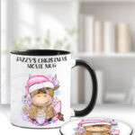 3409 pink santa highland cow personalised christmas mug coaster 3