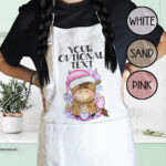 3411 pink santa highland cow personalised christmas apron 1