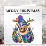 3413 purple teal personalised reindeer card 2