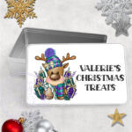 3418 purple teal personalised reindeer storage tin 1