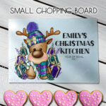 3420 purple teal personalised reindeer chopping board 1