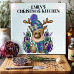 3420 purple teal personalised reindeer chopping board 3