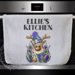 3422 purple teal personalised reindeer towel 1