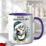 3427 personalised teal penguin christmas mug 1