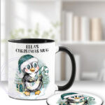 3427 personalised teal penguin christmas mug 3