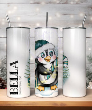 3429 personalised teal penguin christmas tumbler 1