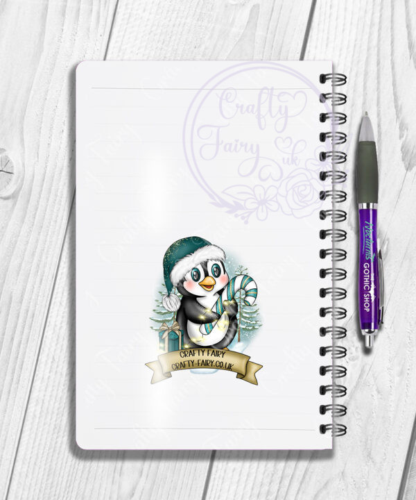 3432 personalised teal santa penguin christmas notebook 2