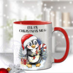 3434 personalised red penguin christmas mug 1