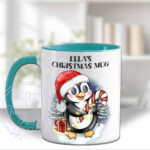 3434 personalised red penguin christmas mug 2