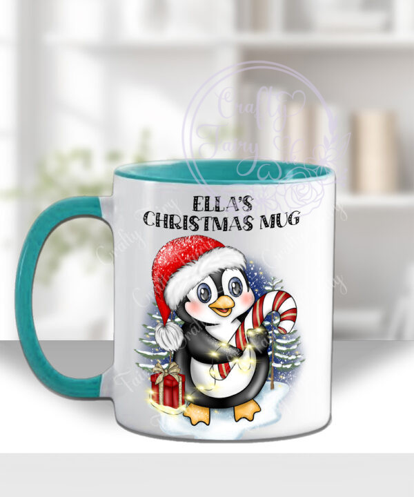 3434 personalised red penguin christmas mug 2