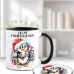 3434 personalised red penguin christmas mug 3