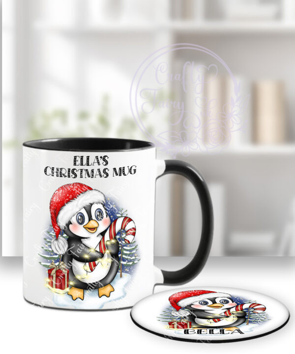 3434 personalised red penguin christmas mug 3