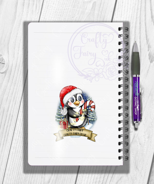 3439 personalised red santa penguin christmas notebook 2