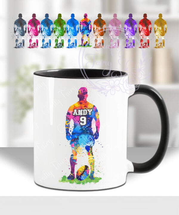 3457 personalised rugby player man mug 1