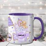 personalised gingerbread lilac hot chocolate & cookies christmas mug gift