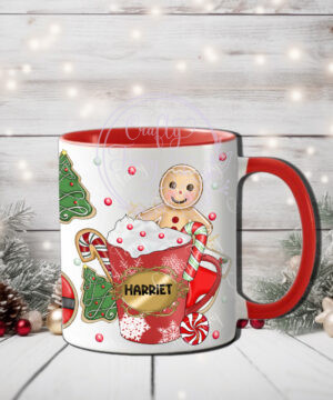personalised gingerbread red hot chocolate & cookies christmas mug gift
