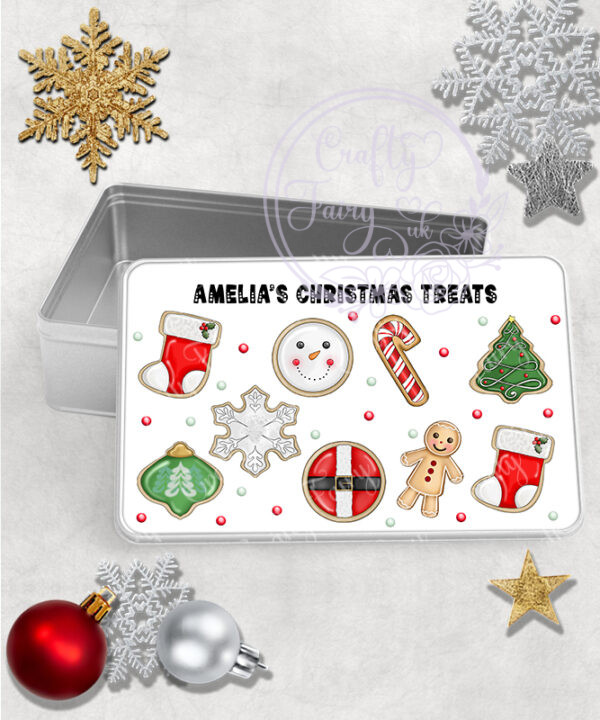 personalised gingerbread hot chocolate & red cookies christmas snack tin
