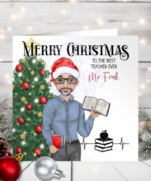 personalised male teacher christmas card