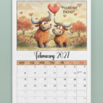 personalised quirky highland cow 2026 calendar