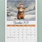 personalised quirky highland cow 2026 calendar