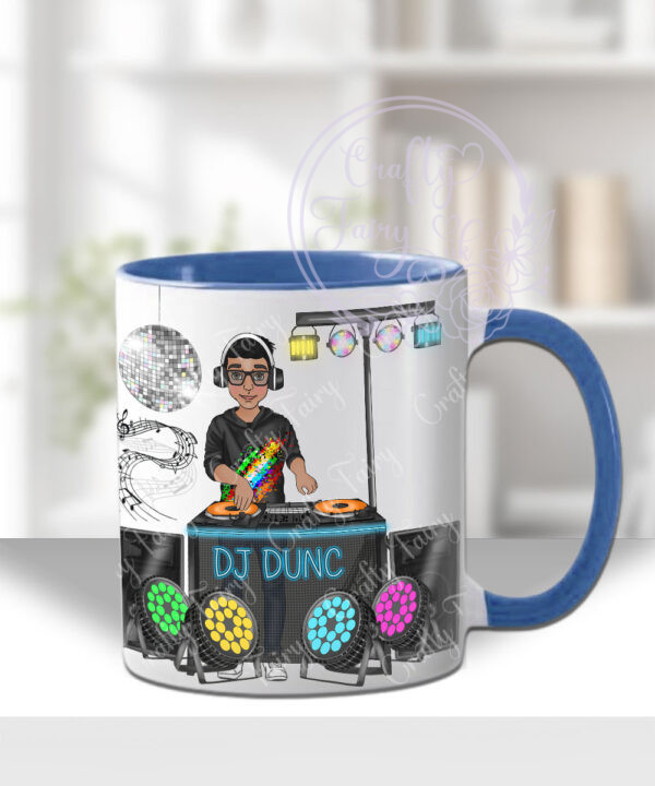 personalised dj disc jockey with turntables mug gift