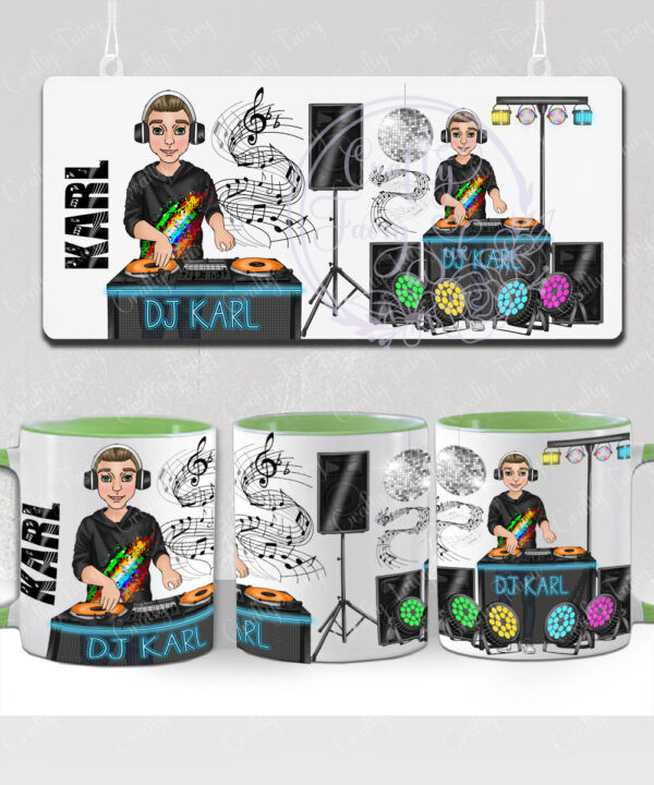personalised dj disc jockey with turntables mug gift