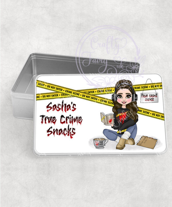 3508 personalised true crime tin 1