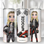 3527 personalised racing car driver lady water bottle 1