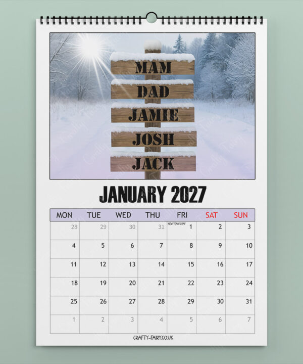 personalised family fun days 2026 calendar