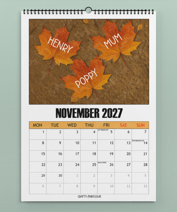 personalised family fun days 2026 calendar